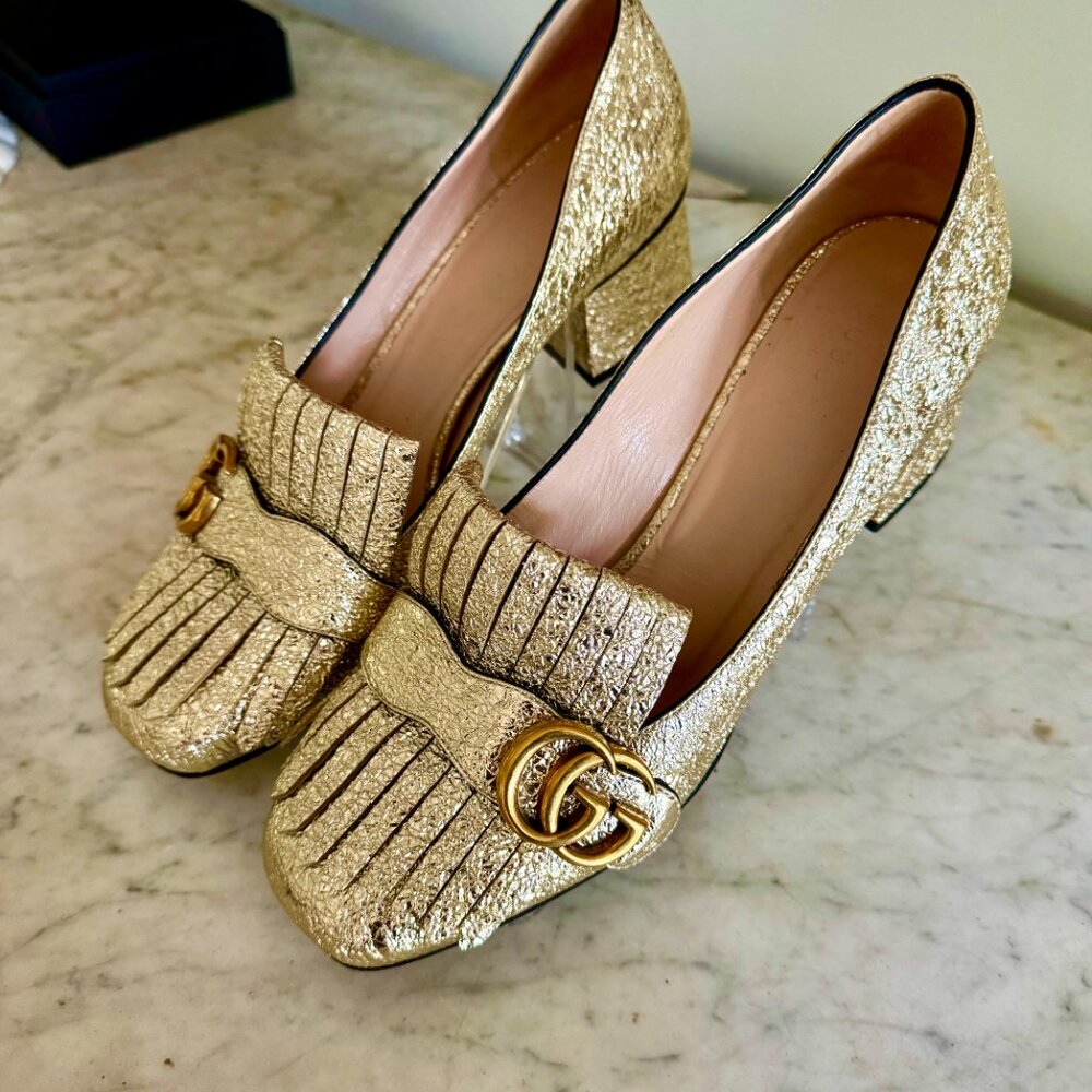 GUCCI Galassia Platino Marmont Loafers - Picture 2 of 9